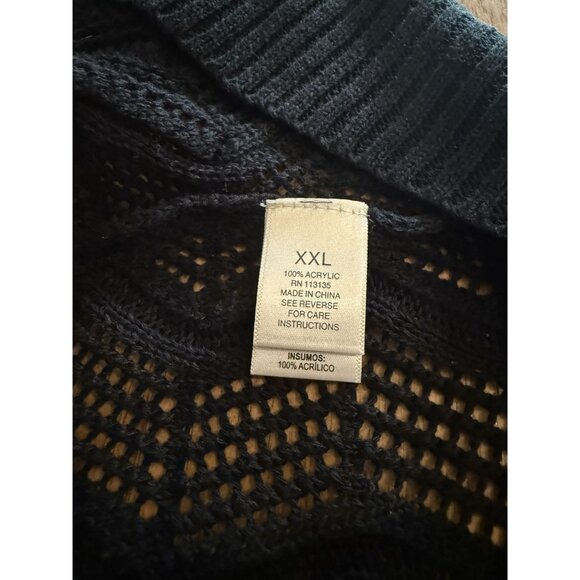 Leo & Nicole Womens Open Front Knit Cardigan Sweater XXL Black Chevron Design - Picture 3 of 6